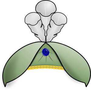 Clipart de chapeau vert avec des plumes d'autruche et perle