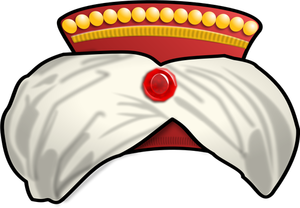Vector drawing of decorated sultan cap with a gem