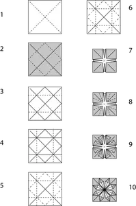 Origami hiasan instruksi vektor ilustrasi