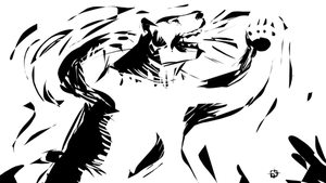 Siyah ve beyaz vektör küçük resim gürleyen ayı