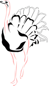 Burung unta dengan kaki merah muda vektor ilustrasi