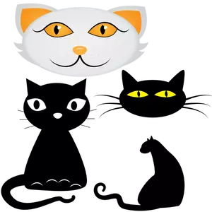 Cuatro caras vector clip art de gato