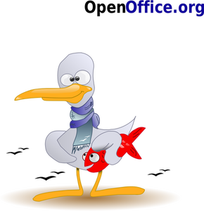 Haarlose Ente mit Fisch-Vektor-illustration