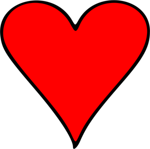Vektör anahatları belirlenmiş kalp kart sembolü çizim