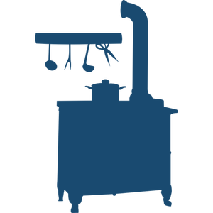 Image vectorielle de poêle ancienne silhouette