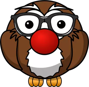 Vector clip art of big brown owl with glasses