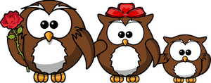 Happy family of owls vector illustration
