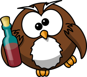 Drunk owl vector drawing