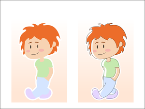 Vector illustration of cartoon boy in pastel clothes