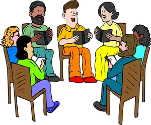 Group of people sitting on chairs vector image