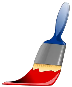 Pennello con illustrazione vettoriale di vernice rossa