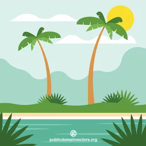 Tropisk øy med palmer