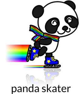 Vector de la imagen del patín trailpanda del arco iris
