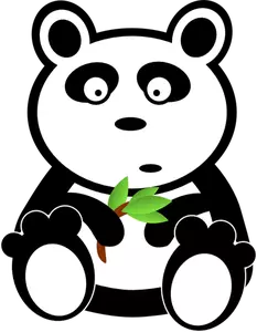 Panda con bambú hojas de vector de la imagen