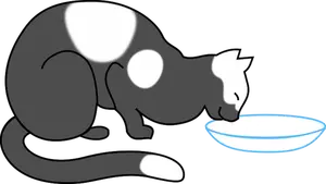 Flekkete katten drikke melk fra potten vector illustrasjon