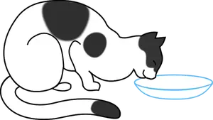 Kucing minum susu dari panci vektor gambar