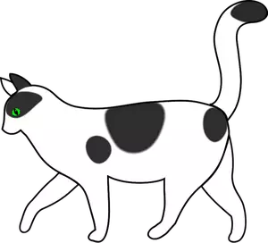 Pisică alb desen vectorial de mers pe jos