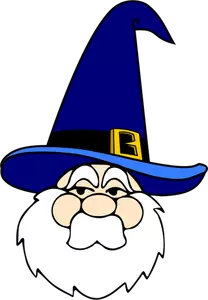 Dibujo de hombre de mago con un sombrero azul vectorial