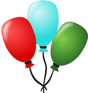 Vector drawing of three balloons tied together with a string
