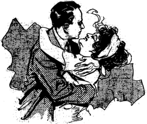 Vector clip art of man and woman hugging