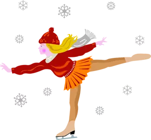 Vector illustraties van ijs schaatsen girl in rok