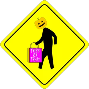 Halloween pedestrian caution sign vector clip art