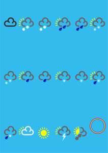 Vector afbeelding van weerbericht kleur symbolen