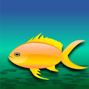 Cartoon guld fisk i vatten vektor illustration