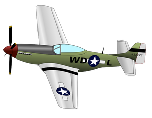 P51 Mustang stíhací letadlo vektorový obrázek
