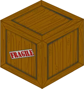 Disegno di una cassa di legno con carico fragile di 3D vettoriale