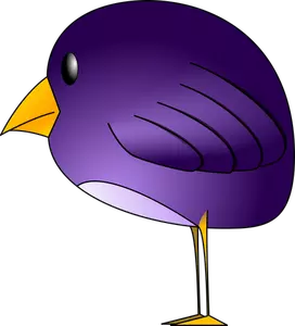 Little round purple bird standing vector graphics