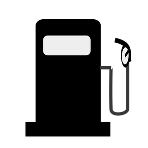 Illustrazione in bianco e nero dell'icona del distributore di benzina