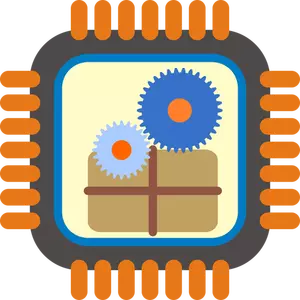 Vector de la imagen del icono de procesador paquete estilizado
