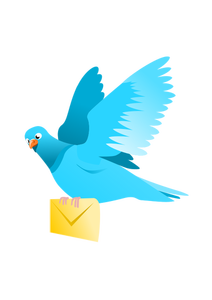 Drawing of a flying pigeon delivering a message