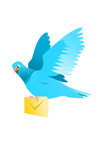 Drawing of a flying pigeon delivering a message