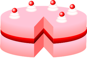 Vektorové ilustrace růžový dort bez desky