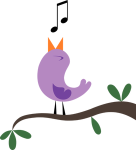 Happy tweeting purple bird vector graphics