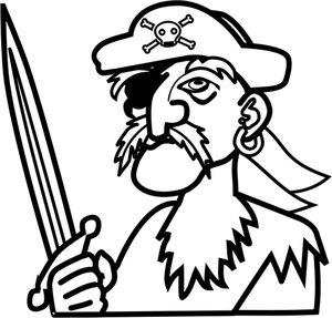 Vector clip art of old man pirate outline