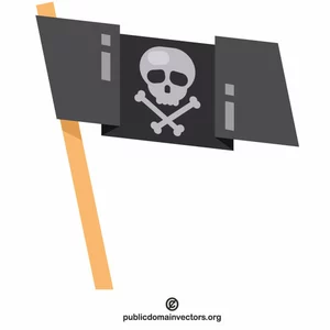 Bandera pirata en un poste