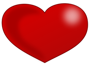 Červený lesklý Valentine srdce vektorové kreslení