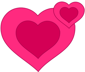 Kaksi vaaleanpunaista sydänvektorikuvaa