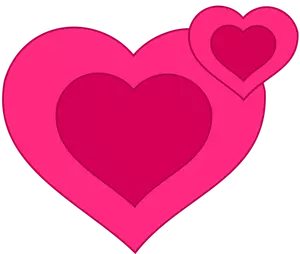 Dua hati merah muda vektor gambar