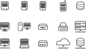 Computer & network icons selection vector image