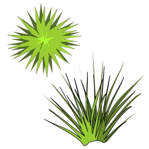 Ilustrasi vektor runcing tumbuhan hijau berjemur di atas