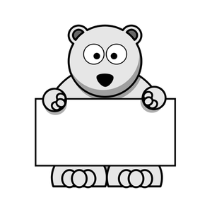 Polar bear holding blank signboard vector graphics