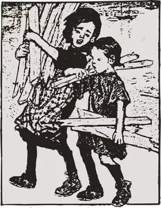 Copii saraci transportă lemn vector imagine