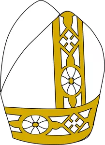 Pope hat in gold and white color illustration