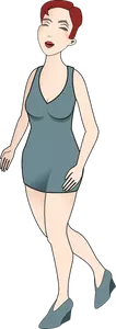 Image vectorielle de la femme qui marche en haute hils