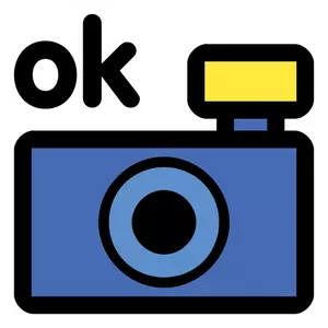 Foto cámara OK icono vector clip art