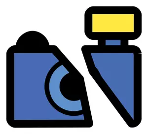 Vector graphics of broken photo camera drawn icon